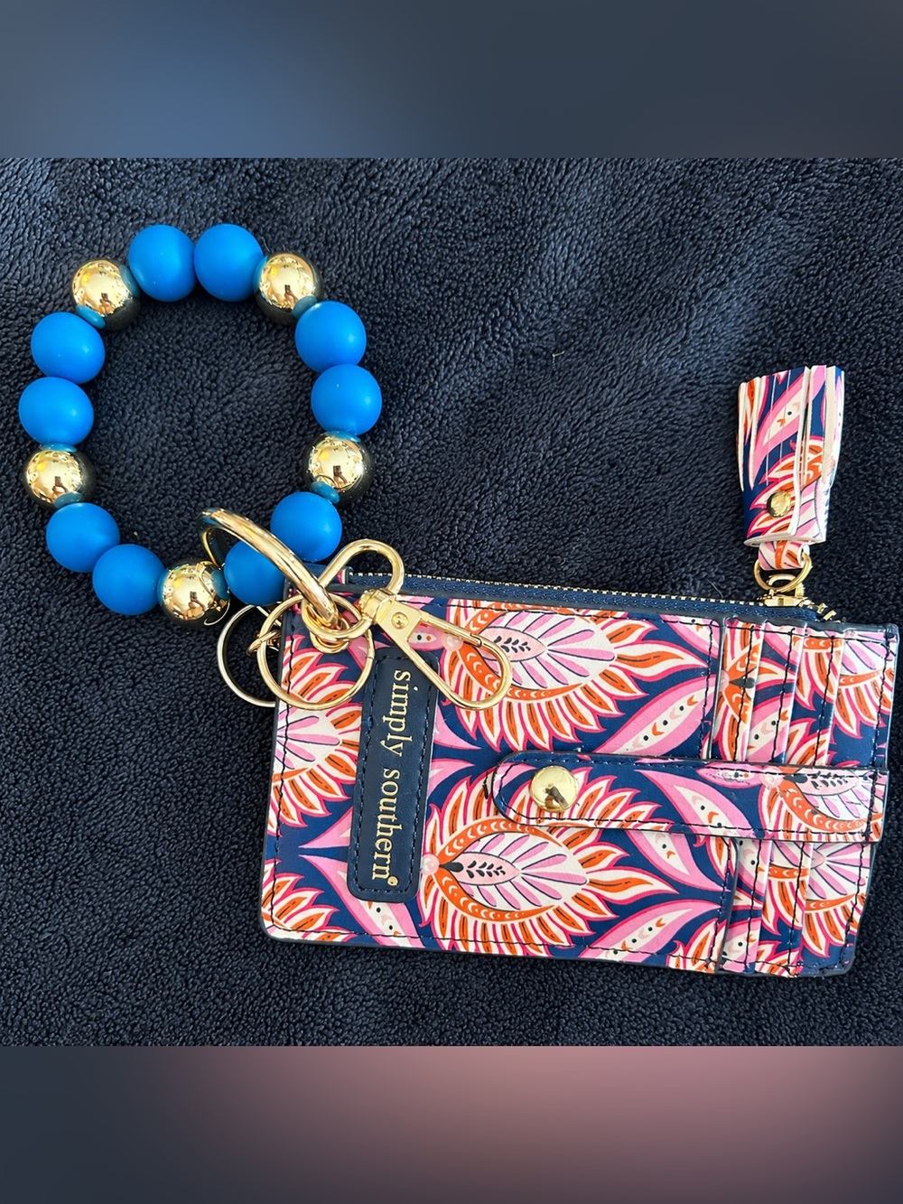 Simply Southern Navy Cardholder Wristlet with Floral Print New never used